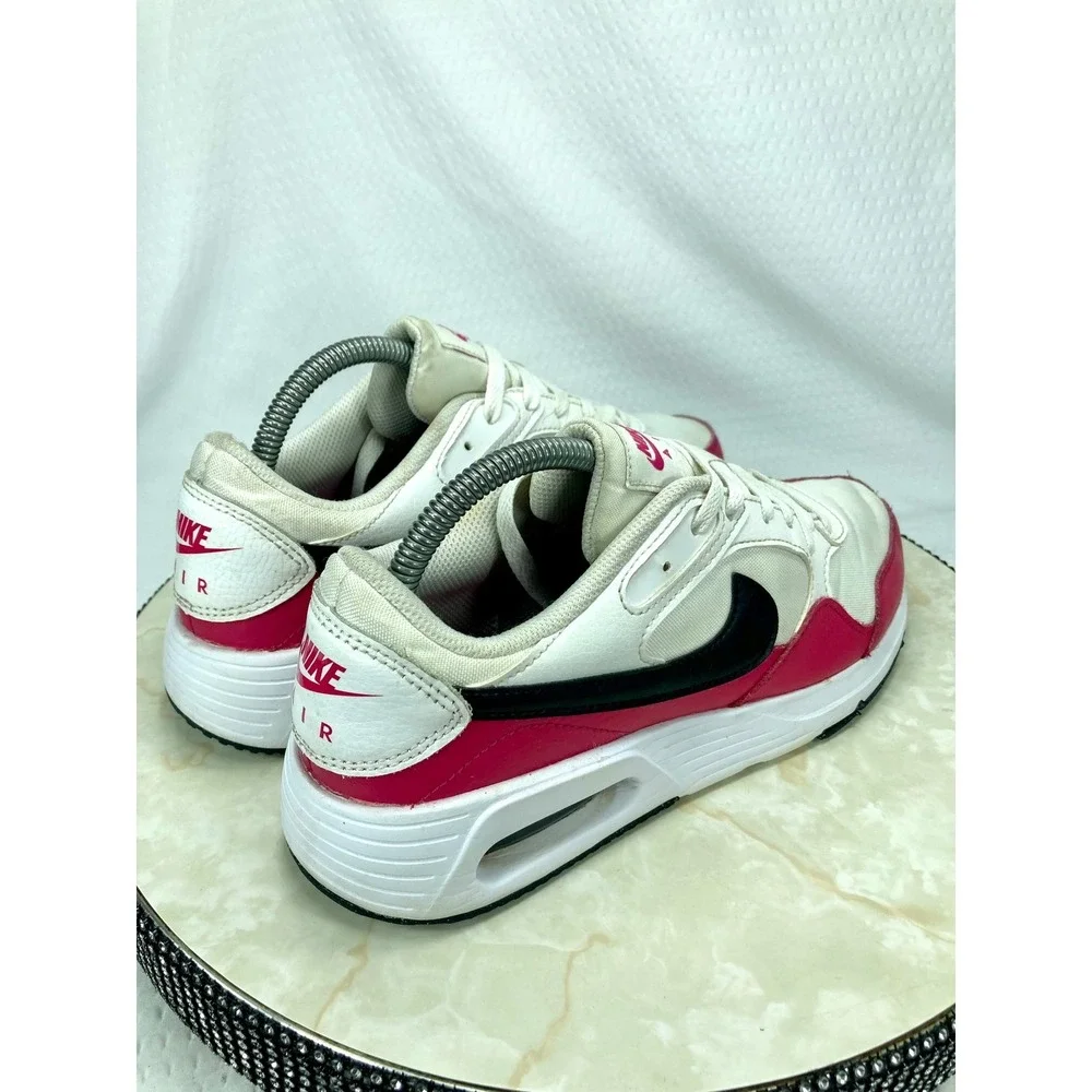 Nike Air Max SC Low Top Shoes Womens 9 White Red Sporty Streetwear Y2K Sneakers